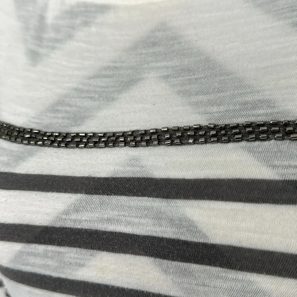 Loft Grey Striped Quarter Length Sleeve Top Sz SM - Picture 3 of 6